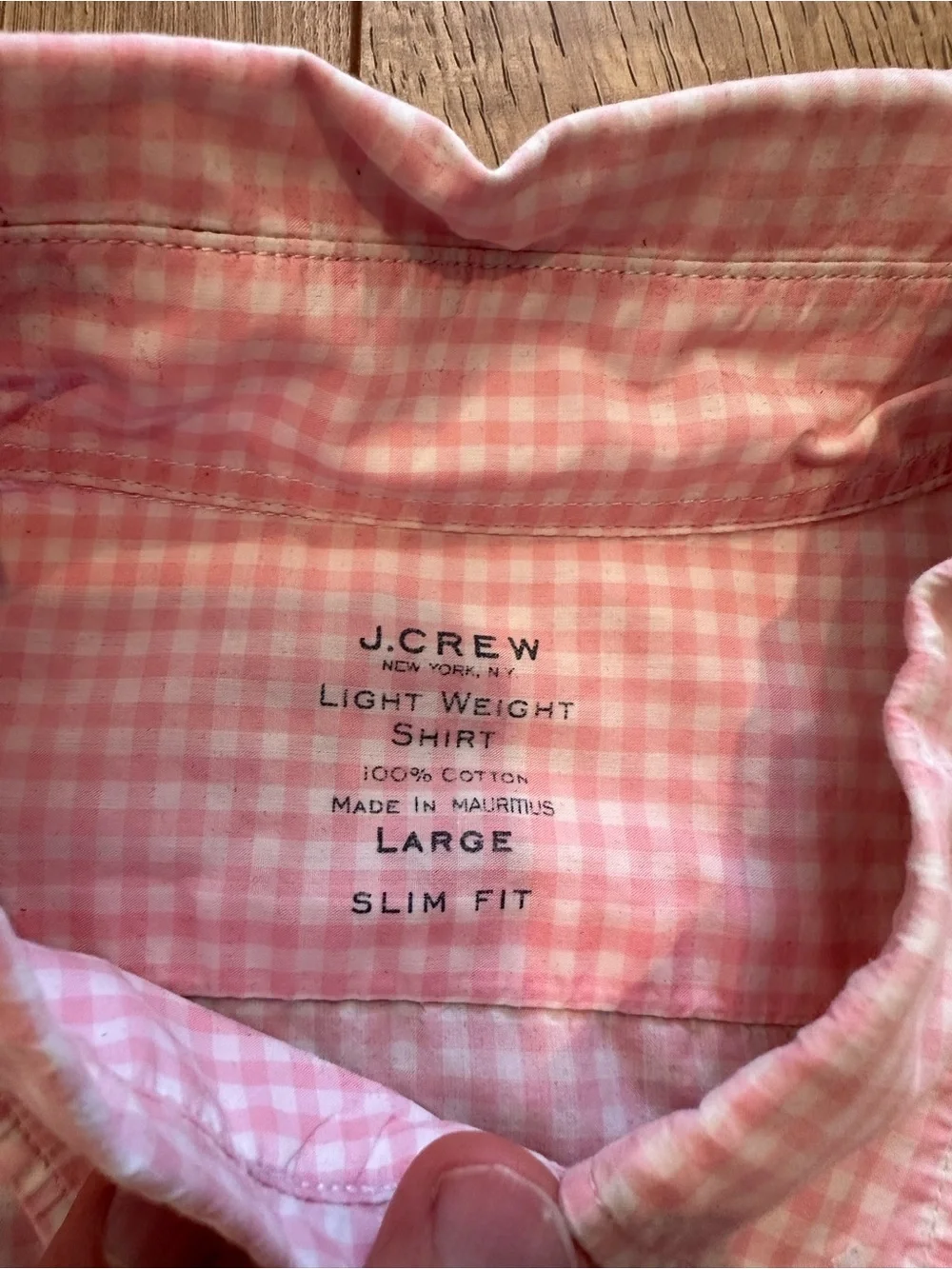Men’s J.Crew Pink Gingham Lightweight Button Down Slim Fit Size Large